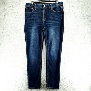 White House Black Market Jeans Womens 28 Dark Blue Slim High Rise Whiskers - Picture 1 of 20