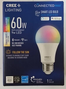 Cree Lighting Connected Max Smart Led Bulb A19 60W Tunable White + Color - Picture 1 of 4