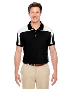 Team 365 Men's Victor Performance Polo - Black/White - Size 4XL - Foto 1 di 3