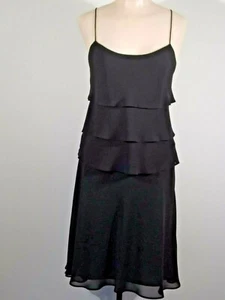 Joseph Ribkoff black spaghetti strap little black dress, 10, three layer top - Picture 1 of 6
