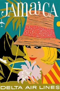 Delta Airlines Jamaica Vintage Travel Tourism Art Wall Poster - POSTER 20x30 - Picture 1 of 4