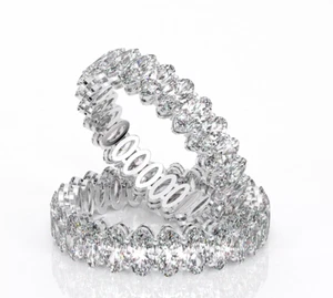 Lab Grown Diamond Eternity Ring 2 Ct Oval Cut F VS1 14K White Gold IGI Certify - Picture 1 of 7