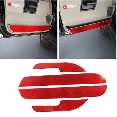 Red Carbon Fiber Door Bottom Anti-kick Panel Trim Sticker For Hummer H2 2003-07 - Image 1 of 4