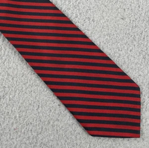 Vintage Brooks Brothers Makers Silk Tie Striped Navy Blue Red Necktie USA Made - Picture 1 of 10