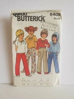Top y pantalones vintage para niños talla 4 patrón de costura Quick Butterick 6409 Foto 1 de 3