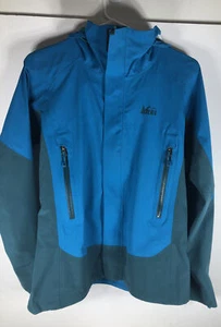 Cappotto antipioggia REI ""ELEMENT"" blu e verde acqua donna XS con cappuccio - Foto 1 di 11