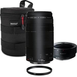 Canon EF 75-300mm f4.0-5.6 III Lens with EF-M Adapter for Canon EOS M - Picture 1 of 5