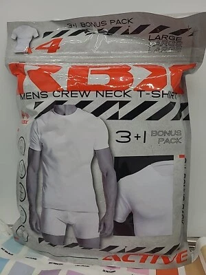 RBX Hombres Camisa Cuello Redondo Camiseta Grande Paquete de 4 Camisetas Algodón Clásico Talla L Foto 1 de 2