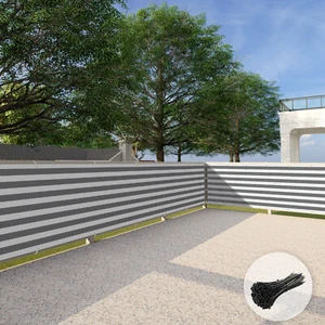 35" hoch Balkon Zaun Windschutz Sichtschutz Garten Pool grau mit Streifen - Bild 1 von 6