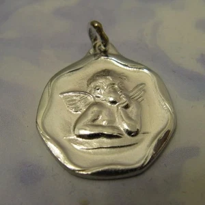 Pendentif Médaille Ange 20 mm Argent Massif 925/000 Dolly-Bijoux - Picture 1 of 1