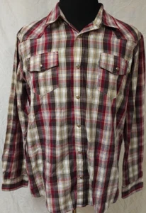Levis Mens XL Red Plaid Modern fit Long Sleeve Pearl Snap Western Shirt - Picture 1 of 12