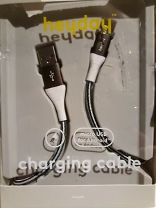 heyday Micro USB to USB-A Braided Cable 4ft - Black/White/Gunmetal - Picture 1 of 3
