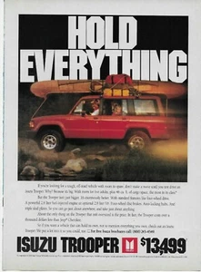 1990 Isuzu Trooper Red Family Camping Auto Car Original Print Poster Color Ad - Picture 1 of 1