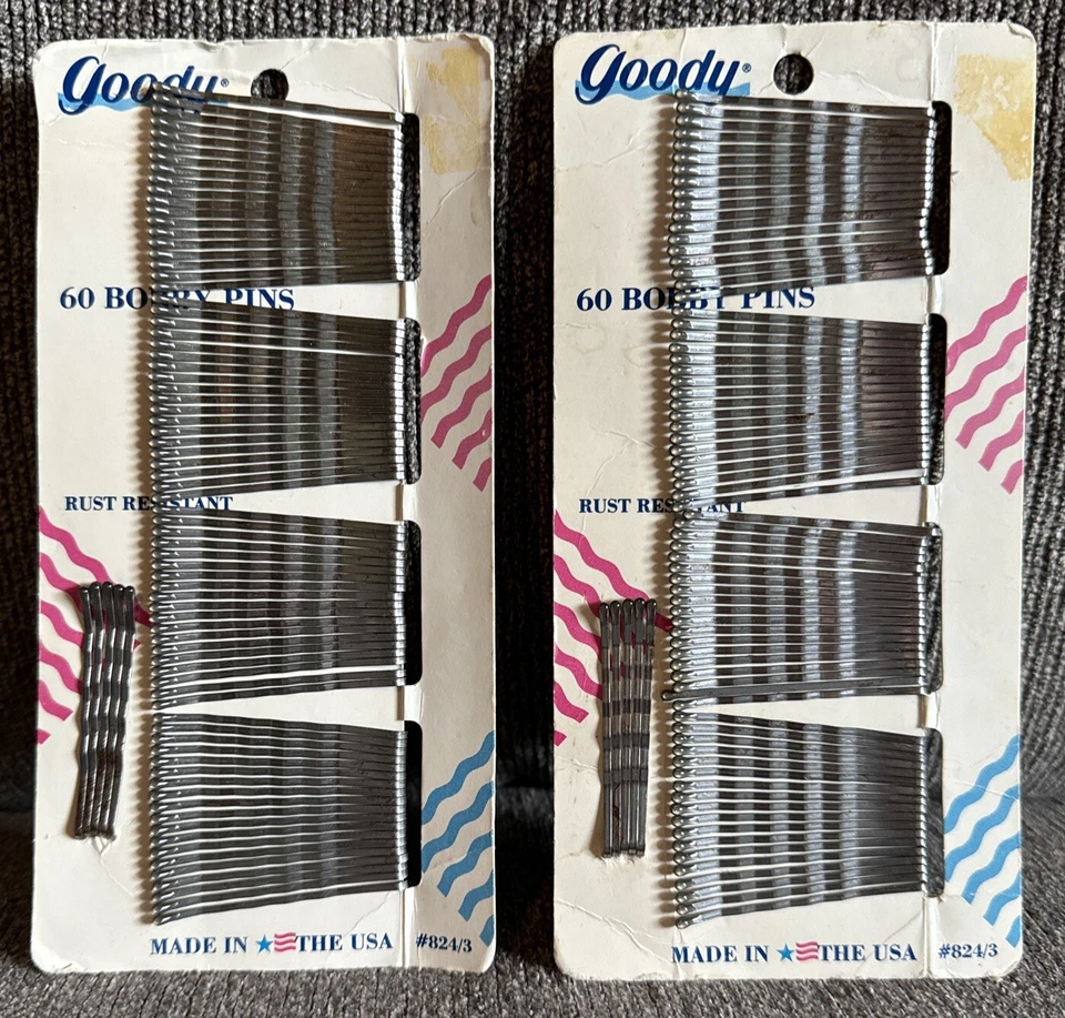 Bobby Pins Vintage Hecho en EE. UU. 1989 Paquete de 60 Negro #824/3 Totalmente NUEVO Foto 1 de 1
