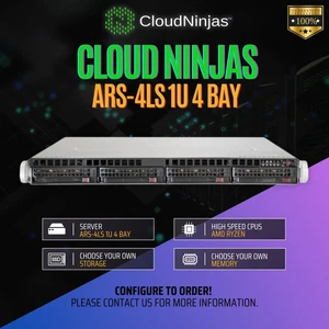 Cloud Ninjas ARS-4LS 1U 4 Bay Server AMD Ryzen 9 9950x 16 Core DDR5 ECC NVMe M.2 - Picture 1 of 4