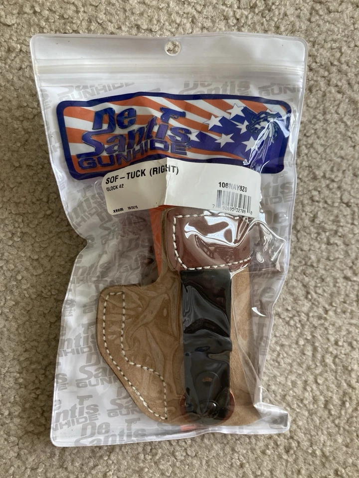 Coldre de couro macio DeSantis Gunhide Sof-Tuck destro Glock 42 106NAY8Z0 - Imagem 1 de 1