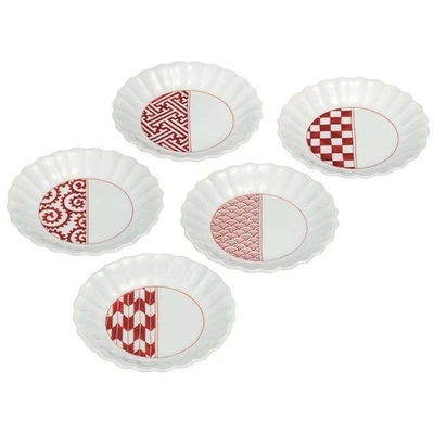 Kutani Yaki Oggetto Giapponese Servire Piatto Piattino Set Di 5Auspicious Motivo - Immagine 1 di 4