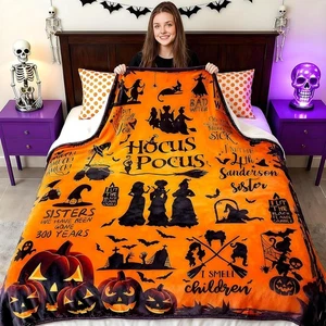 Halloween Fleece Blanket Soft Throw Blanket All-Season Stain-Resistant Bedding  - Picture 1 of 12