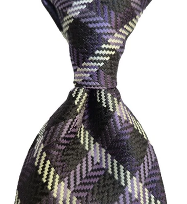 Corbata de seda tejida a cuadros púrpura negra blanca Tom Ford nueva con etiquetas Italia $280 Foto 1 de 4