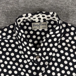 Kenny Flowers Shirt Mens XL Black White Polka Dot Rayon Button Front Casual - Picture 1 of 10