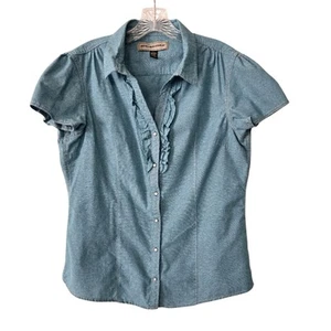 Bit & Bridle Teal Pearl Snap Fitted Western Rodeo Button Down Size L - Picture 1 of 7