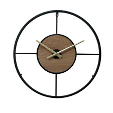 Modern Wall Clock Mdf Metal Black Brown for Office Home 50 cm