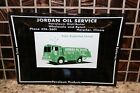 Panneau de station-service vintage Jordan Oil Service livraison d'essence camion cendrier