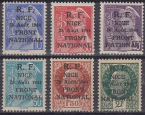 FRANCE : LIBERATION DE NICE N° 1/6 NEUFS ** LUXE GOMME SANS CHARNIERE - Picture 1 of 2