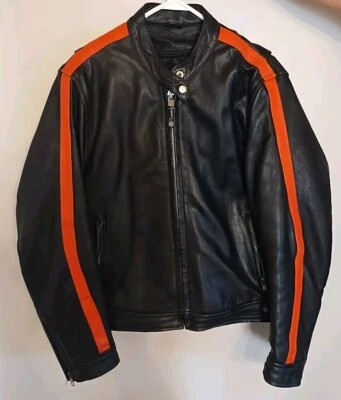 Antelope Creek Leather Women’s Motorcycle Jacket Size XL  Black w/ Orange Stripe - Image 1 of 4