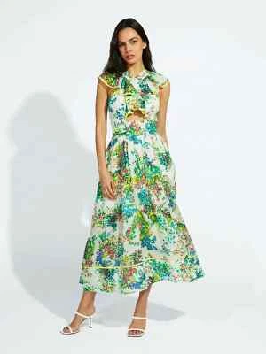 Vestido Alice McCall NUEVO Living For You Midi Talla AU 14 US 10 Verde Amarillo Floral Foto 1 de 4