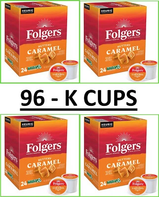 Folgers Buttery Caramel Flavored Coffee 96 Keurig K-Cup Pods FRESH!! - Image 1 of 4