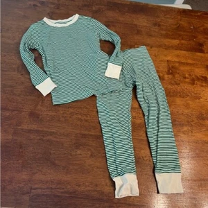 Gap green cream striped organic cotton pajamas size 6 - Picture 1 of 5