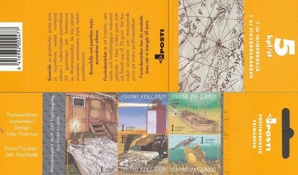 Lighthouse Gulf Of Finland The Wrecks Map Finland Mint MNH Booklet 2001 - Image 1 of 1