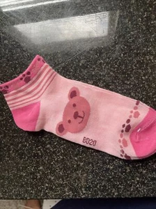 Teen Or Kid Cute Pink Bear No Show Socks New Size S - Picture 1 of 5