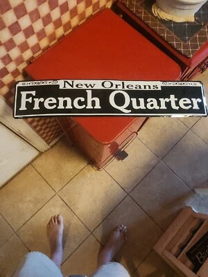 1998 TIN New Orleans Street sign Bourbon Market French Quarter Bar 15" x 5"  - Image 1 of 4