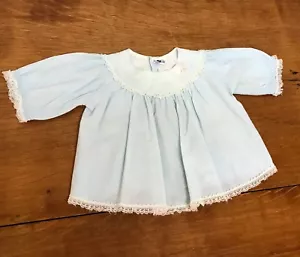 Vintage Pyjama Top Baby Mädchen blau langärmelig Baumwolle BRYAN 1960er Gr. 0 - 6 Monate - Bild 1 von 5