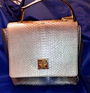 large gold genuine leather Antonio Melani Shoulder Bag Reptile Pattern - Picture 1 of 13