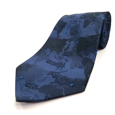 Corbata de seda con patrón de mapa del mundo azul Tadano Faun 61" x 3,75" Foto 1 de 4