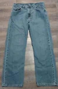 VTG Y2K 2000s VOLCOM Faded Grunge Skate Logo 31x30-28 Distress Blue Denim Jeans - Picture 1 of 15