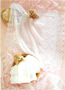 Baby shawl Blanket Pram cover afghan knitting pattern copy 3 & 4 ply - Picture 1 of 2