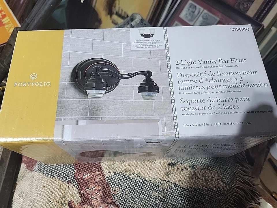 Portfolio 2-Light Bronze Transitional Vanity Light Bar V813-2WD8Z - Image 1 of 1