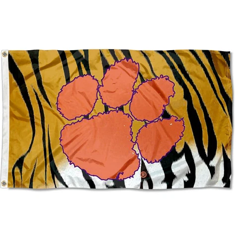 Clemson University CU Tiger Stripes Flag 3x5 Banner Cover
