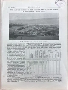 Bamford Filters: Derwent Valley Water Board: 1908 Engineering Magazine Print - Picture 1 of 3