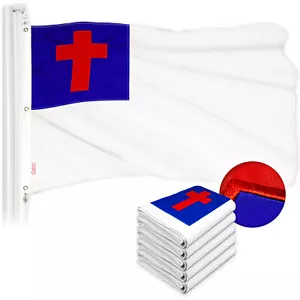 G128 5 Pack: Christian Flag 6x10 Ft Embroidered 300D Polyester - Picture 1 of 8