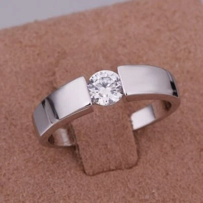 925 Fashion Silver exquisite Austria Crystal wedding Ring jewelry women men - Image 1 of 2