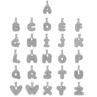 Pingente de carta bolha prata gelada e conjunto de colar hip hop corrente corda 4 mm/24" - Imagem 1 de 4