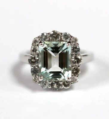 Bonito anillo aguamarina/zafiro blanco Foto 1 de 3