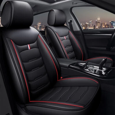 Black Car Seat Cover Pu Leather Front Rear Padded For Citroen C3 C4 C5 Picasso - Image 1 of 4