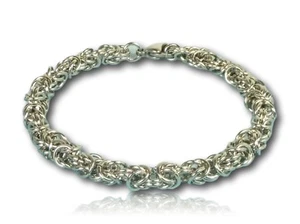 Bracciale Argento Catena Bizantina Maglia 8 mm Larghezza 8 1/2" Lunghezza - Foto 1 di 2