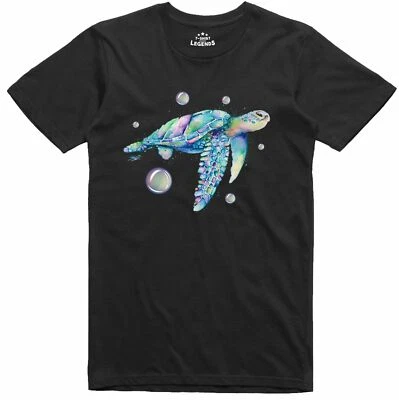 Psychedelic Turtle Nature Print 100% Cotton Regular Fit T Shirt - Image 1 of 4